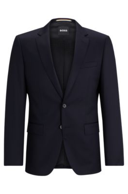 Shop Hugo Boss Single-breasted Jacket In Virgin-wool Serge In Dark Blue