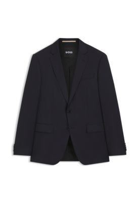 Slim-fit jacket in virgin-wool serge, Dark Blue