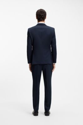 BOSS ONE Slim-fit suit jacket in virgin wool serge, Dark Blue