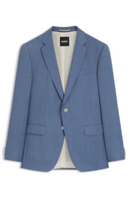 BOSS ONE Slim-fit suit jacket in virgin wool serge, Light Blue
