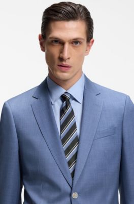Veste de costume Slim en serg&eacute; de laine vierge, bleu clair