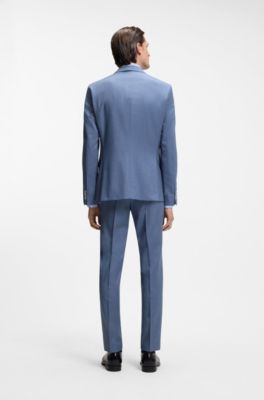 Veste de costume Slim en serg&eacute; de laine vierge, bleu clair