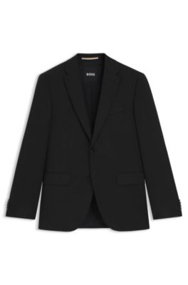 Shop Hugo Boss Single-breasted Jacket In Virgin-wool Serge In Black