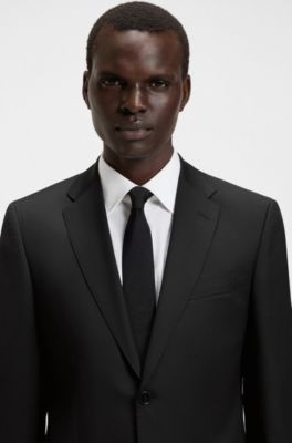 Regular-fit jacket in virgin-wool serge, Black