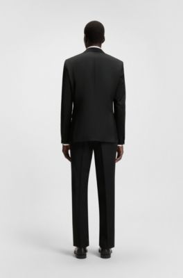 Regular-fit jacket in virgin-wool serge, Black