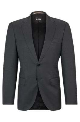 Shop Hugo Boss Single-breasted Jacket In Virgin-wool Serge In Dark Grey