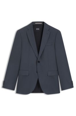 Regular-fit jacket in virgin-wool serge, Dark Grey