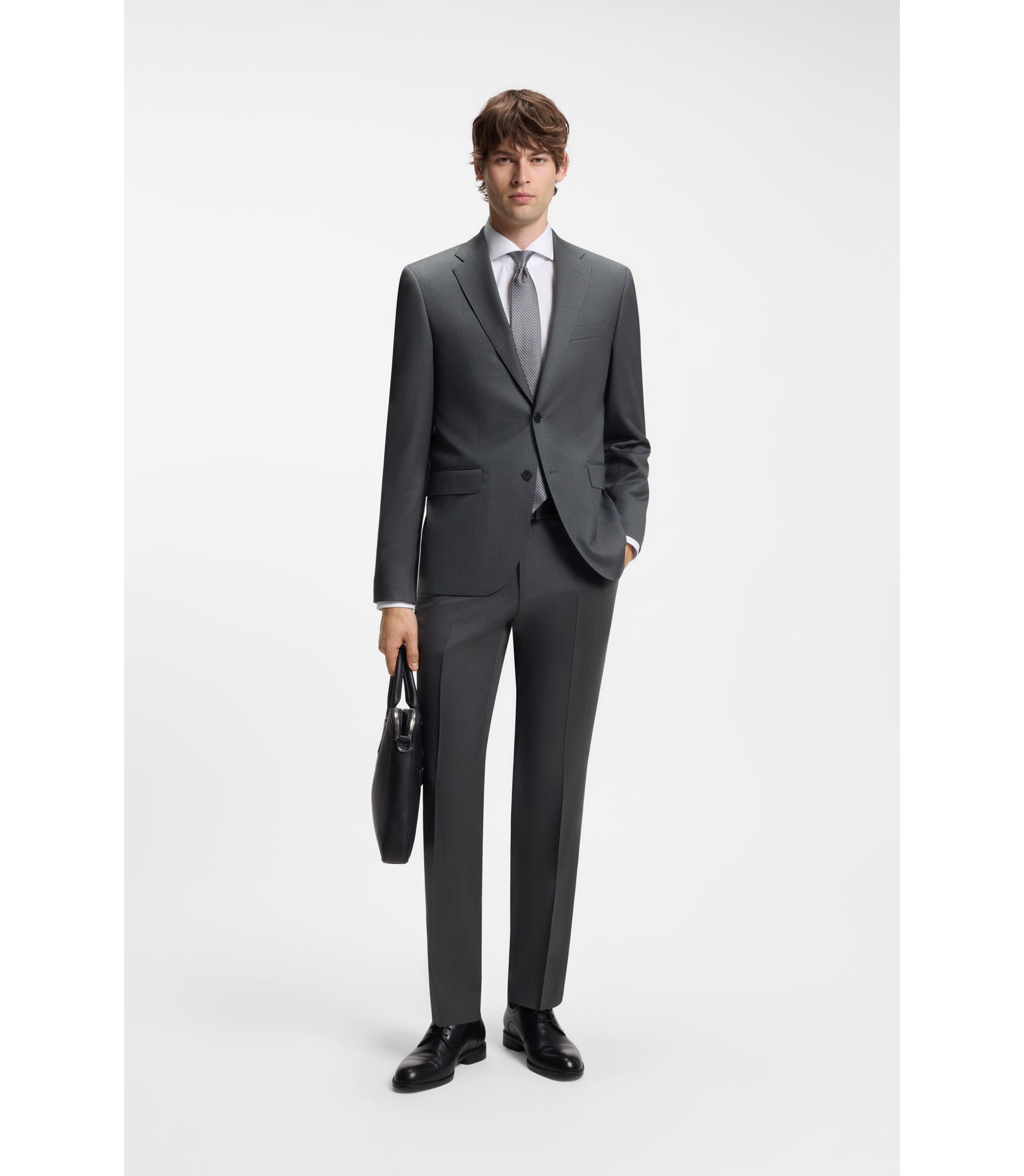 BOSS - BOSS ONE Regular-fit suit jacket in virgin-wool serge