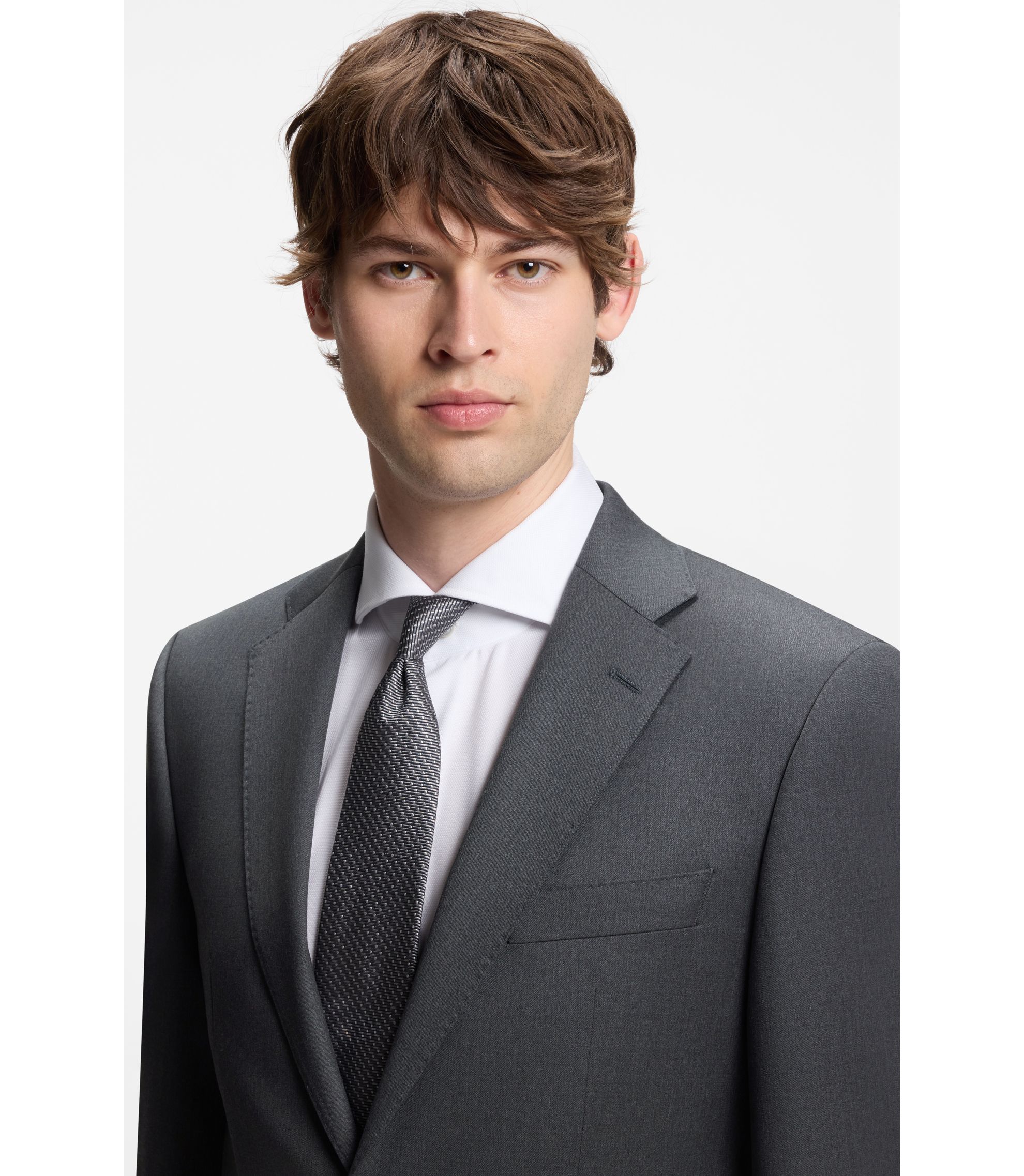 BOSS - BOSS ONE Regular-fit suit jacket in virgin-wool serge