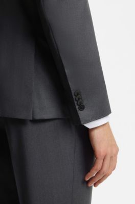 BOSS ONE Regular-fit suit jacket in virgin-wool serge, Dark Grey