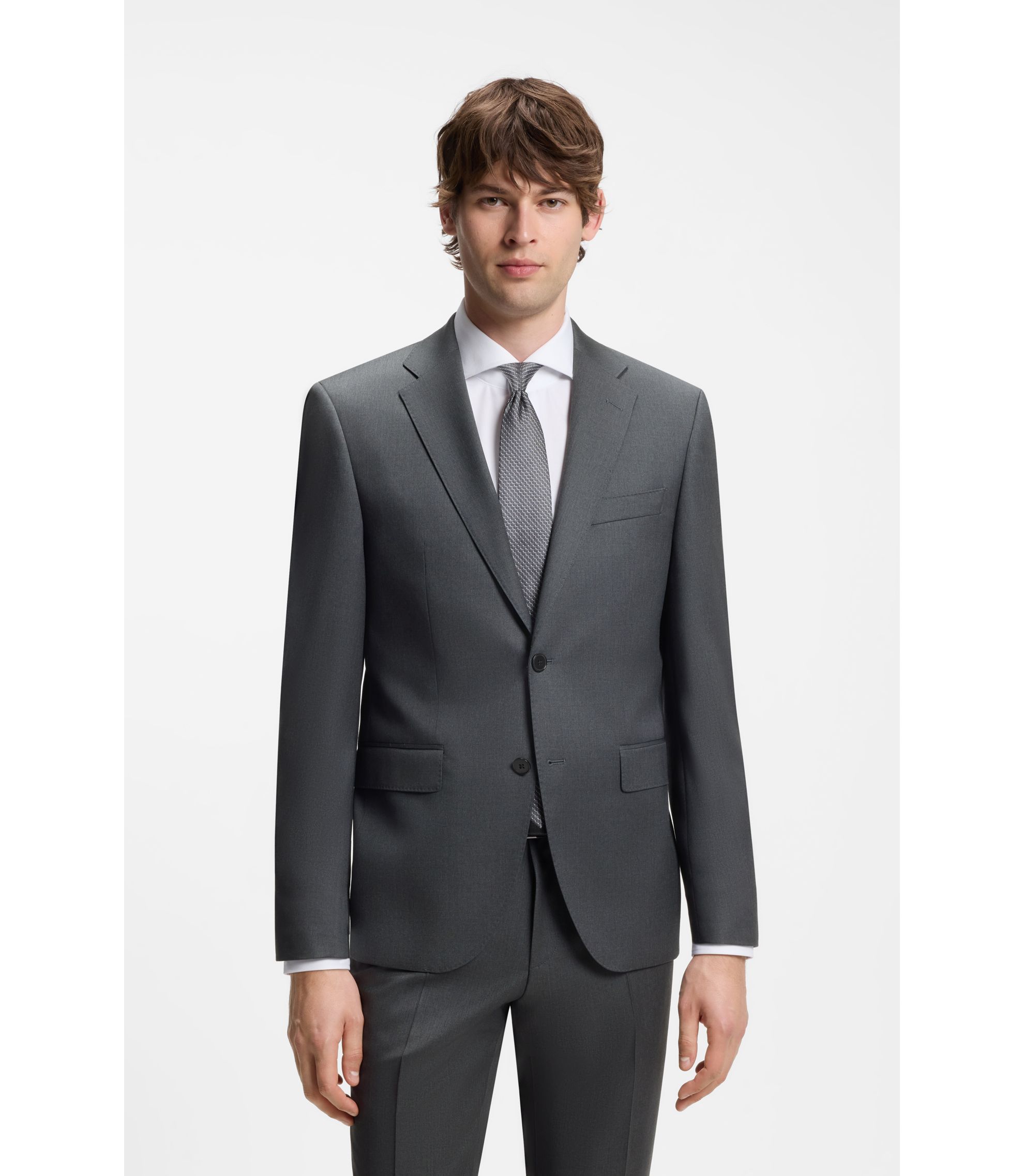 BOSS - BOSS ONE Regular-fit suit jacket in virgin-wool serge