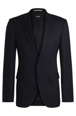 Hugo Boss Single-breasted Jacket In Virgin-wool Serge In Dark Blue