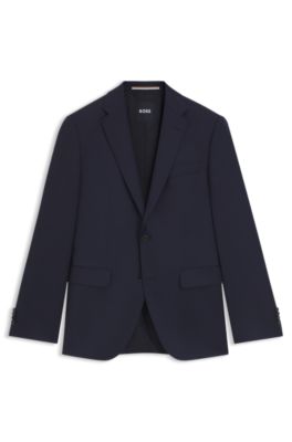 Regular-fit jacket in virgin-wool serge, Dark Blue