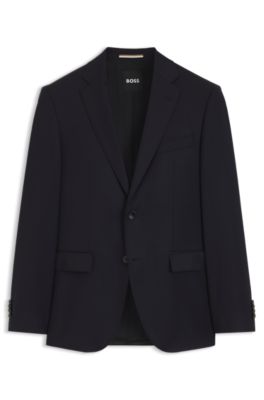 BOSS ONE - Veste de costume Regular en serg&eacute; de laine vierge, Bleu fonc&eacute;