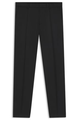 BOSS ONE Slim-fit pants in virgin-wool serge, Black