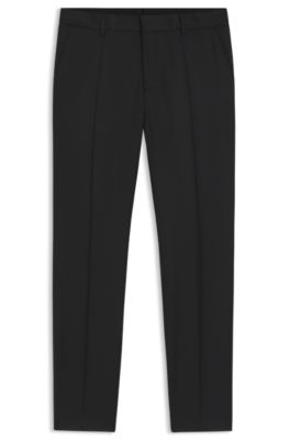 BOSS ONE Slim-fit pants in virgin-wool serge, Black