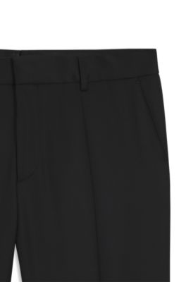 BOSS ONE Slim-fit pants in virgin-wool serge, Black