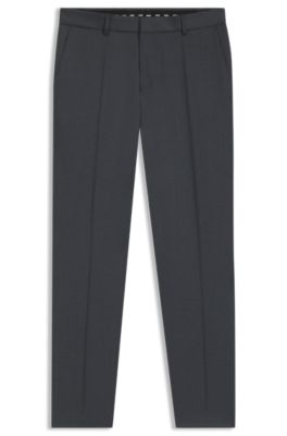 Slim-fit trousers in virgin-wool serge, Dark Grey