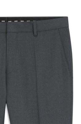 BOSS ONE Pantalones slim fit de sarga de lana virgen, Gris oscuro