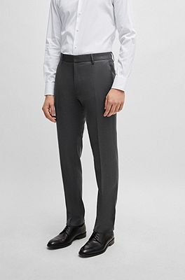 BOSS - Drawstring trousers in virgin-wool serge