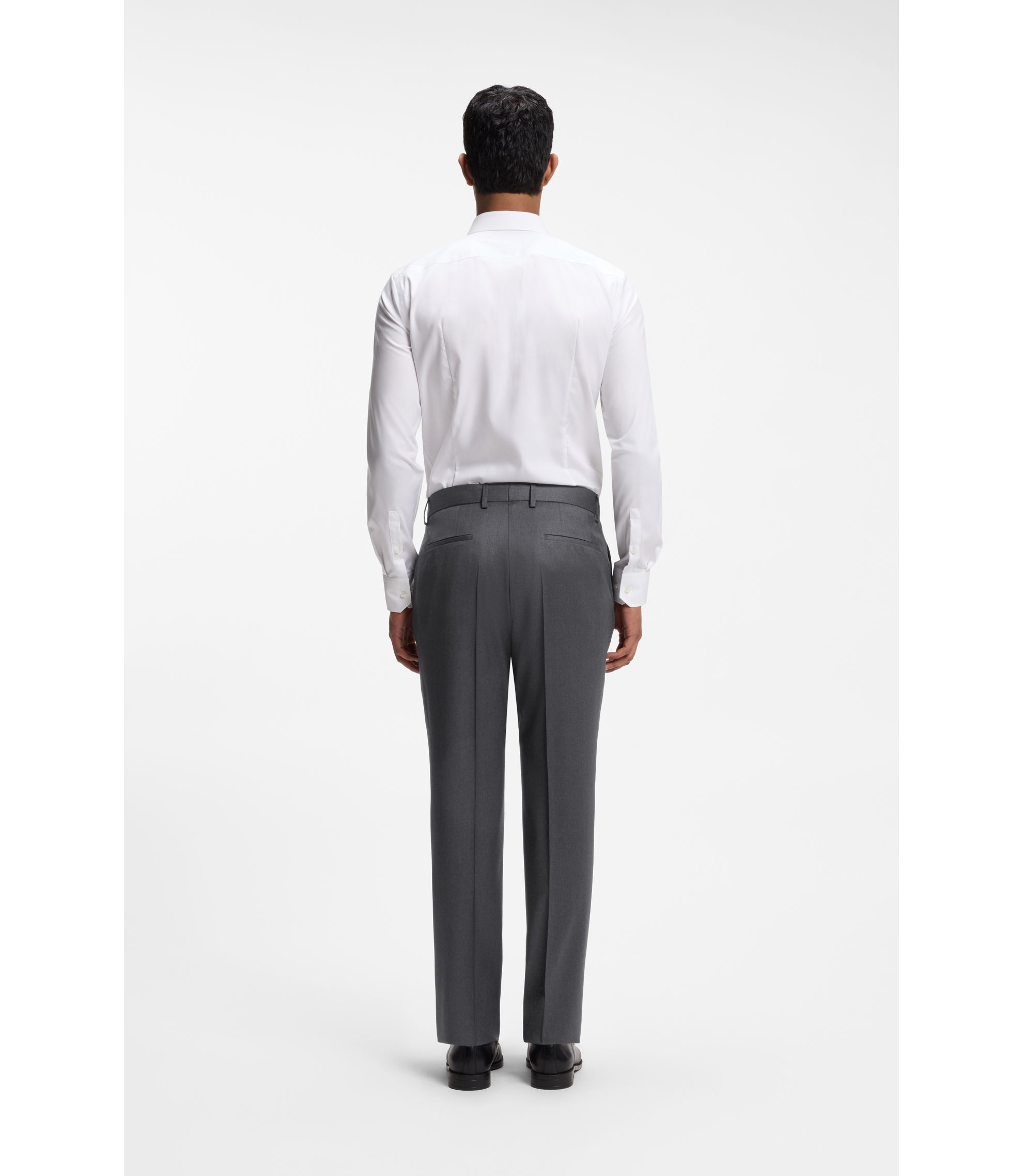 BOSS - BOSS ONE Slim-fit pants in virgin-wool serge - Dark Grey