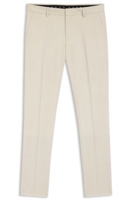BOSS ONE Slim-fit pants in virgin-wool serge, Light Beige