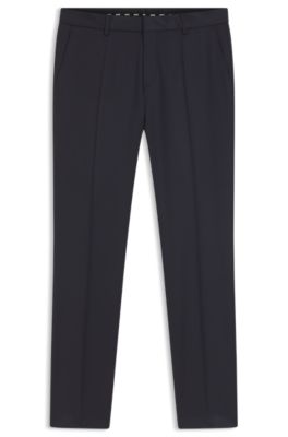 BOSS ONE Slim-fit pants in virgin-wool serge, Dark Blue