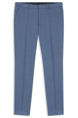 Pantalones slim fit de sarga de lana virgen, Celeste