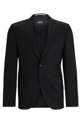 Shop Hugo Boss Single-breasted Jacket In Virgin-wool Serge In Black