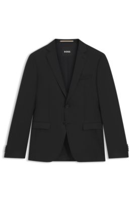 Shop Hugo Boss Single-breasted Jacket In Virgin-wool Serge In Black