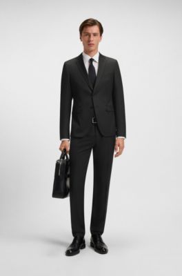 Extra-slim-fit suit jacket in virgin-wool serge, Black