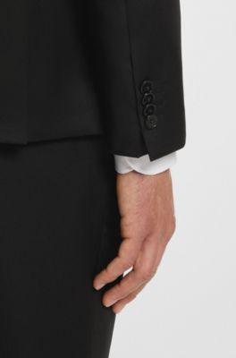 Extra-slim-fit suit jacket in virgin-wool serge, Black