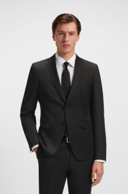 Extra-slim-fit suit jacket in virgin-wool serge, Black