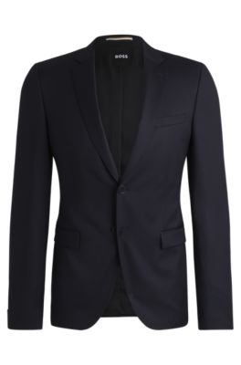 Hugo Boss Single-breasted Jacket In Virgin-wool Serge In Dark Blue