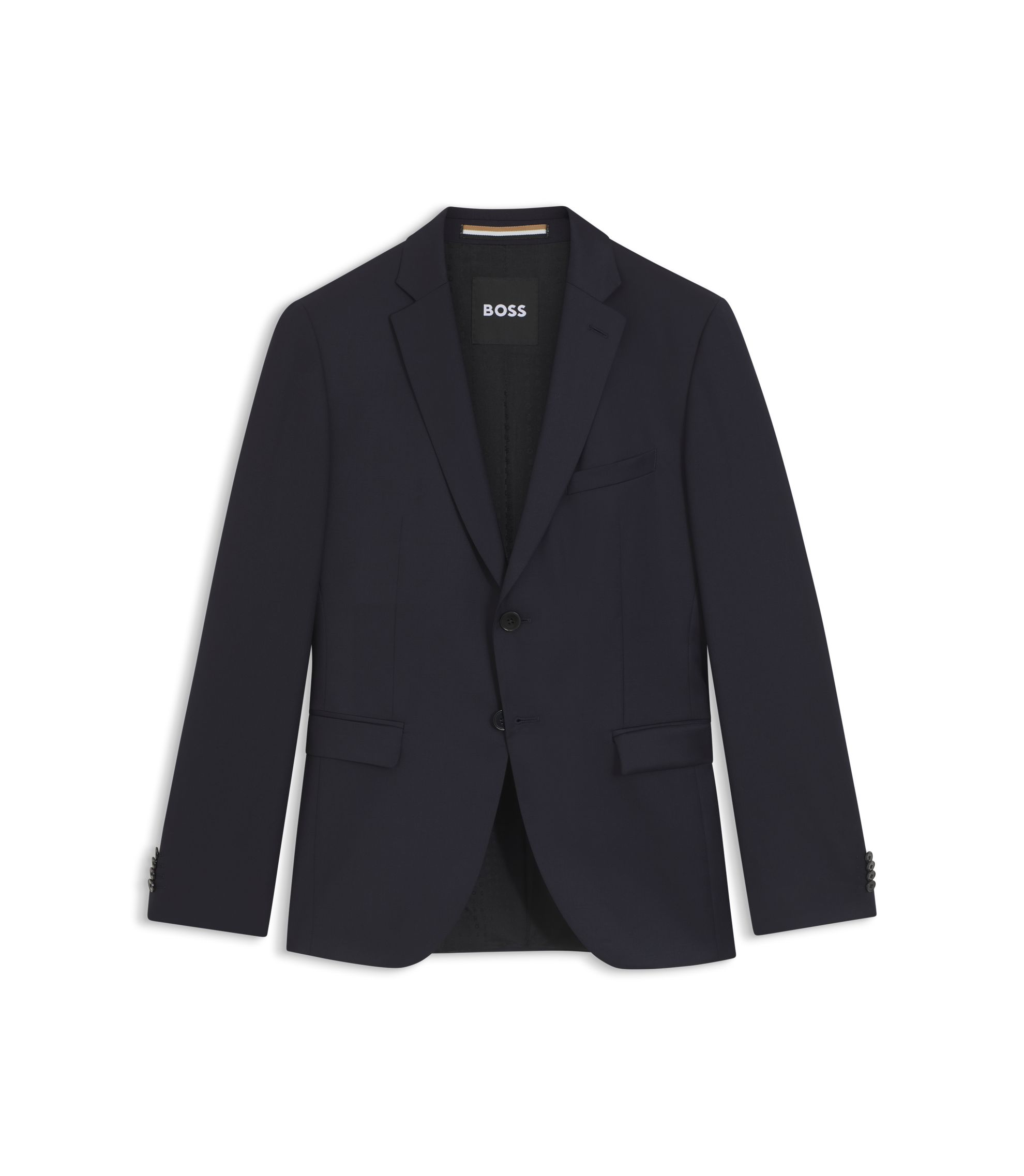 BOSS - Extra-slim-fit suit jacket in virgin-wool serge - Dark Blue