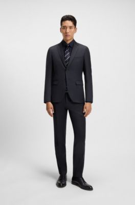 Extra-slim-fit suit jacket in virgin-wool serge, Dark Blue