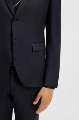 Extra-slim-fit suit jacket in virgin-wool serge, Dark Blue