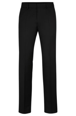 Shop Hugo Boss Regular-fit Trousers In Wool Serge In Black
