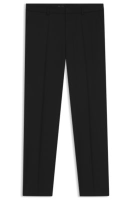 Regular-fit trousers in virgin-wool serge, Black
