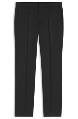BOSS ONE Regular-fit pants in virgin-wool serge, Black