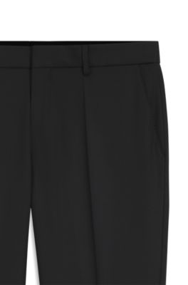 Regular-fit pants in virgin-wool serge, Black