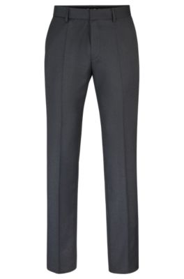 Hugo Boss Formal Trousers In Virgin-wool Serge In Dark Grey