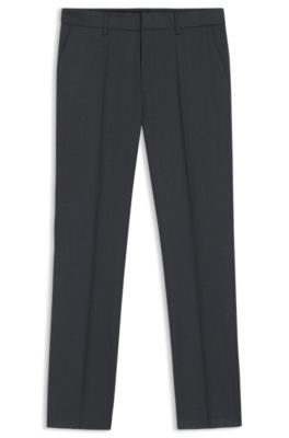 BOSS ONE Regular-fit pants in virgin-wool serge, Dark Grey