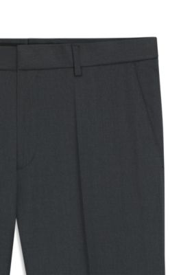 Pantalon Regular en serg&eacute; de laine vierge, Gris sombre