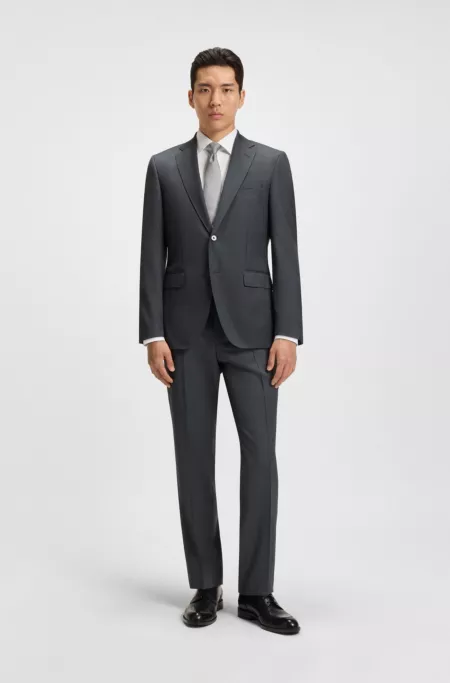 Regular-fit trousers in virgin-wool serge