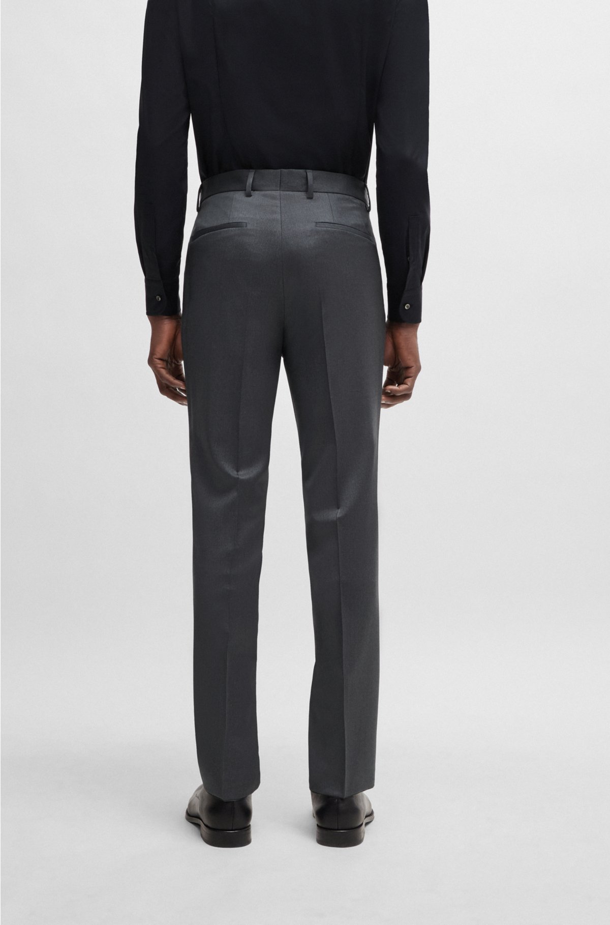 Formal trousers in virgin-wool serge, Dark Grey