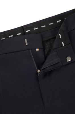 BOSS ONE Regular-fit pants in virgin-wool serge, Dark Blue