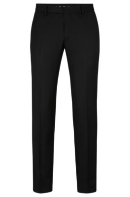 Hugo Boss Formal Trousers In Virgin-wool Serge In Black