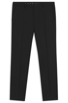 BOSS ONE Extra-slim-fit pants in virgin-wool serge, Black