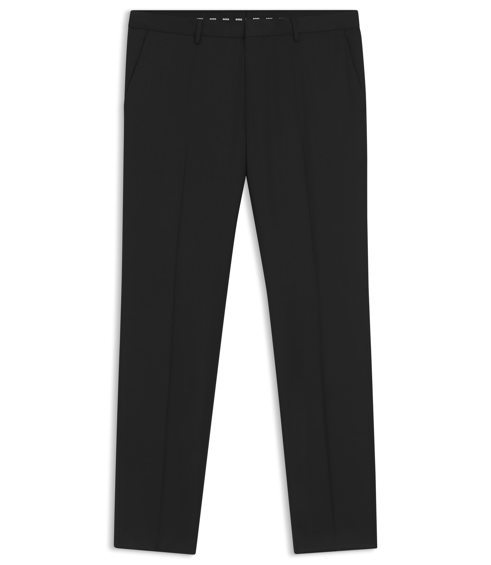 BOSS - BOSS ONE Extra-slim-fit pants in virgin-wool serge - Black display picture 1